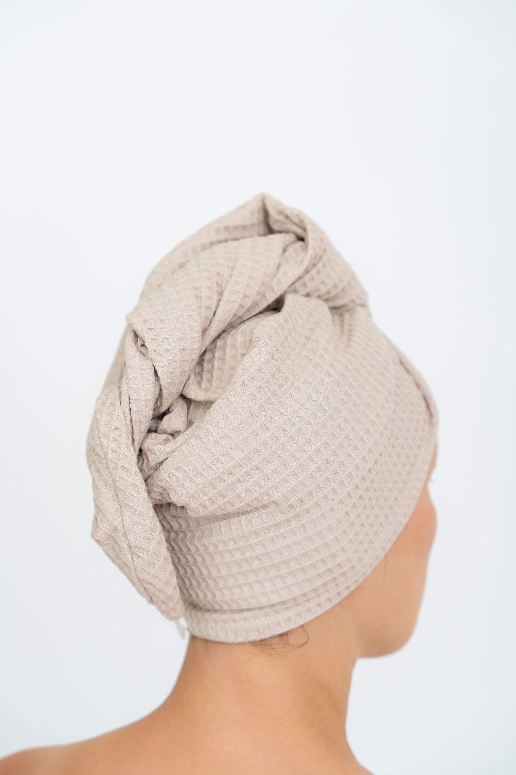 Cotton Waffle Hair Towel/Turban – Beige