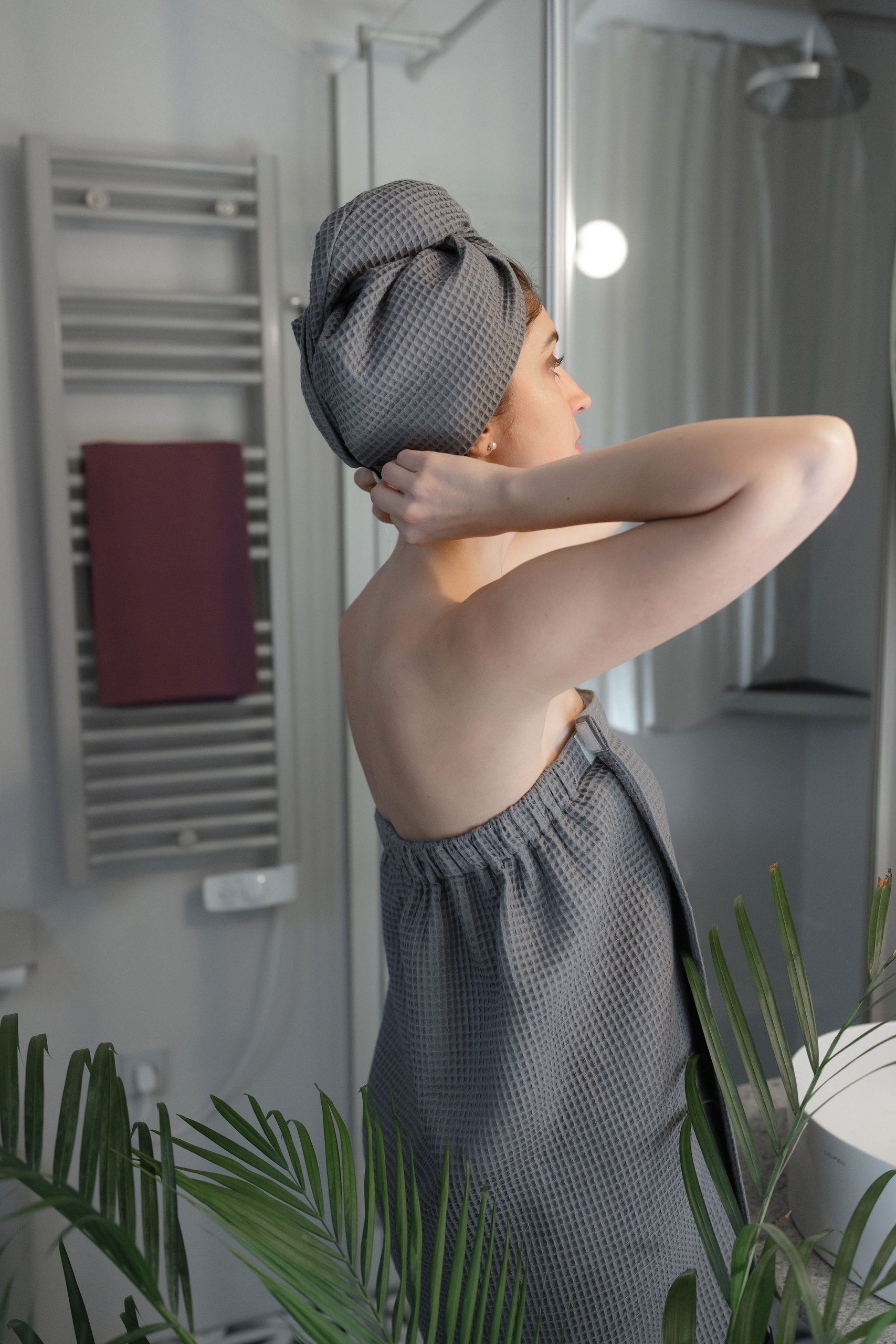 Cotton Waffle Sauna Wrap – Cream
