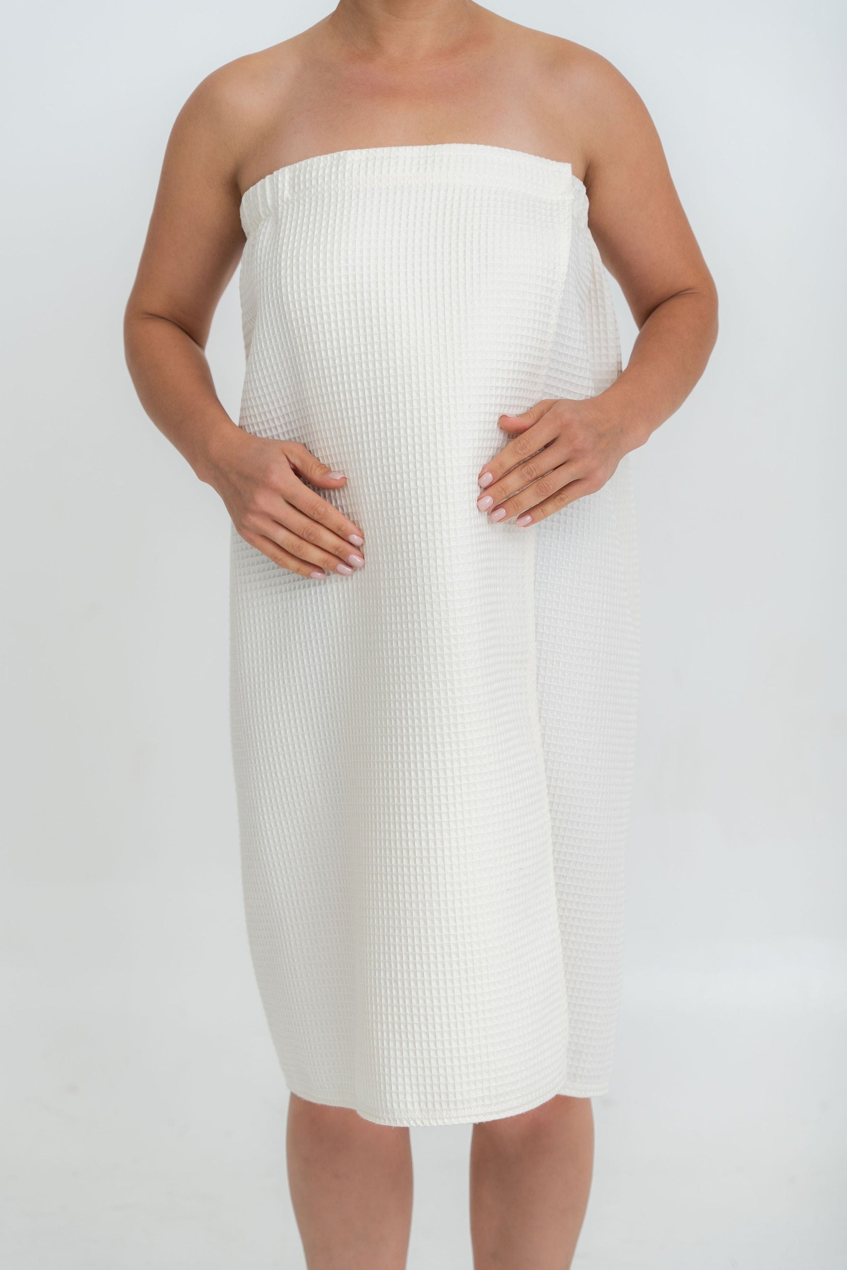Cotton Waffle Sauna Wrap – Cream