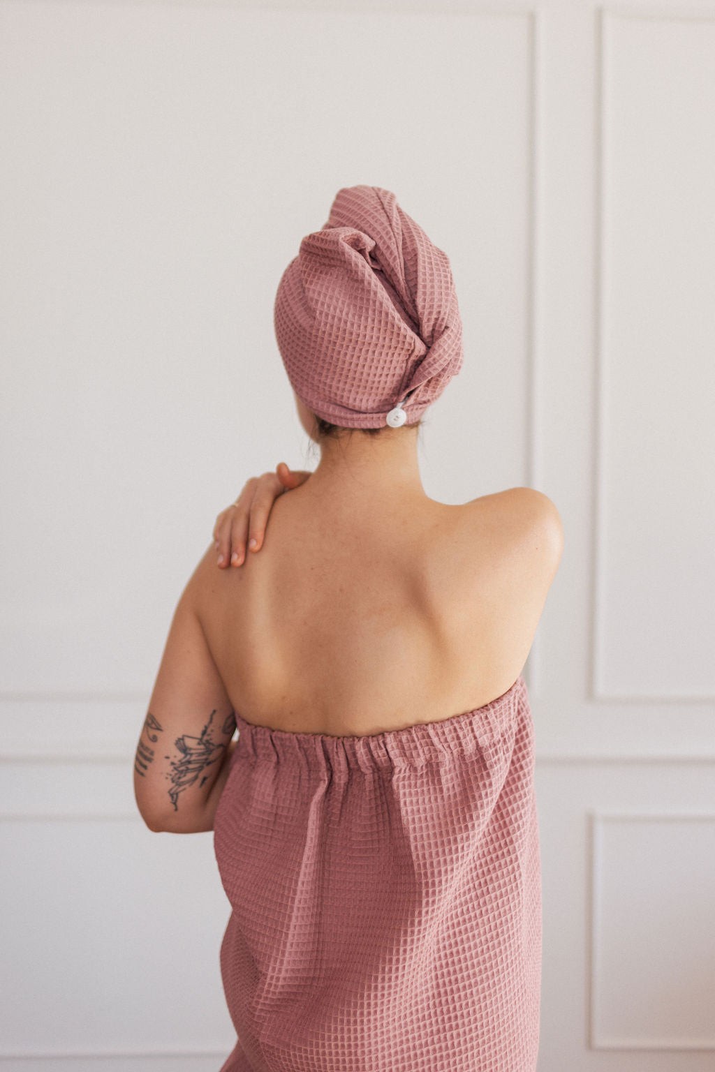 Cotton Waffle Sauna Wrap – Cream