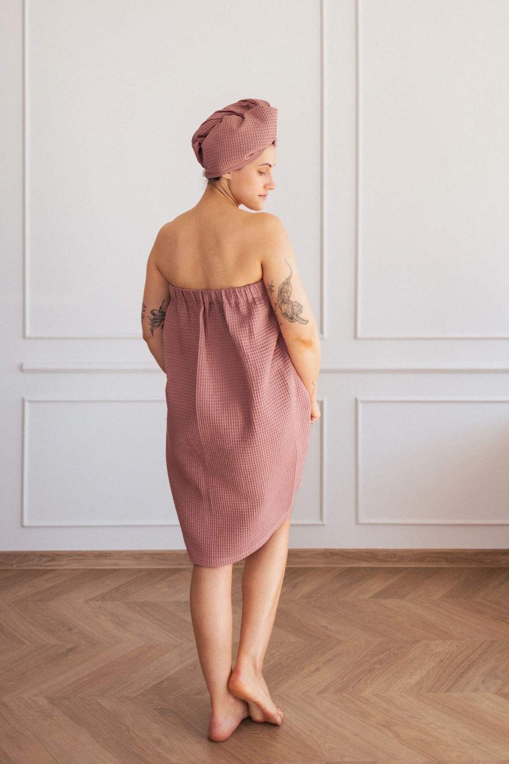 Cotton Waffle Sauna Wrap – Cream