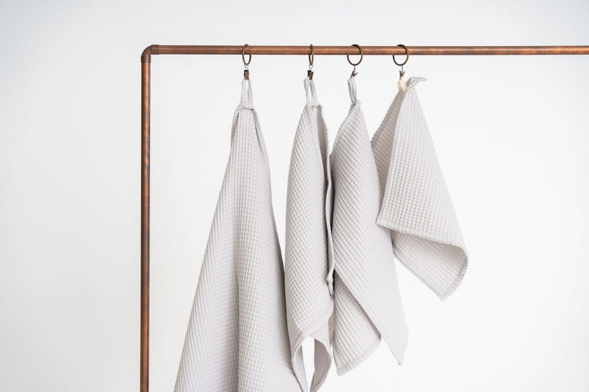 Organic Waffle Cotton Towel – Light Gray – Set alle Größen
