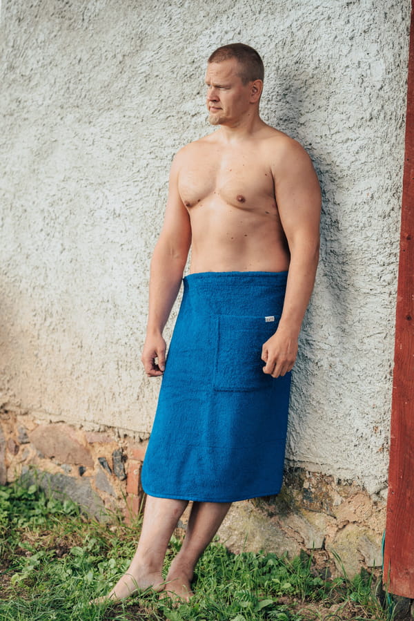 Spa Wrap Men Cotton Terry – Blau – S/M