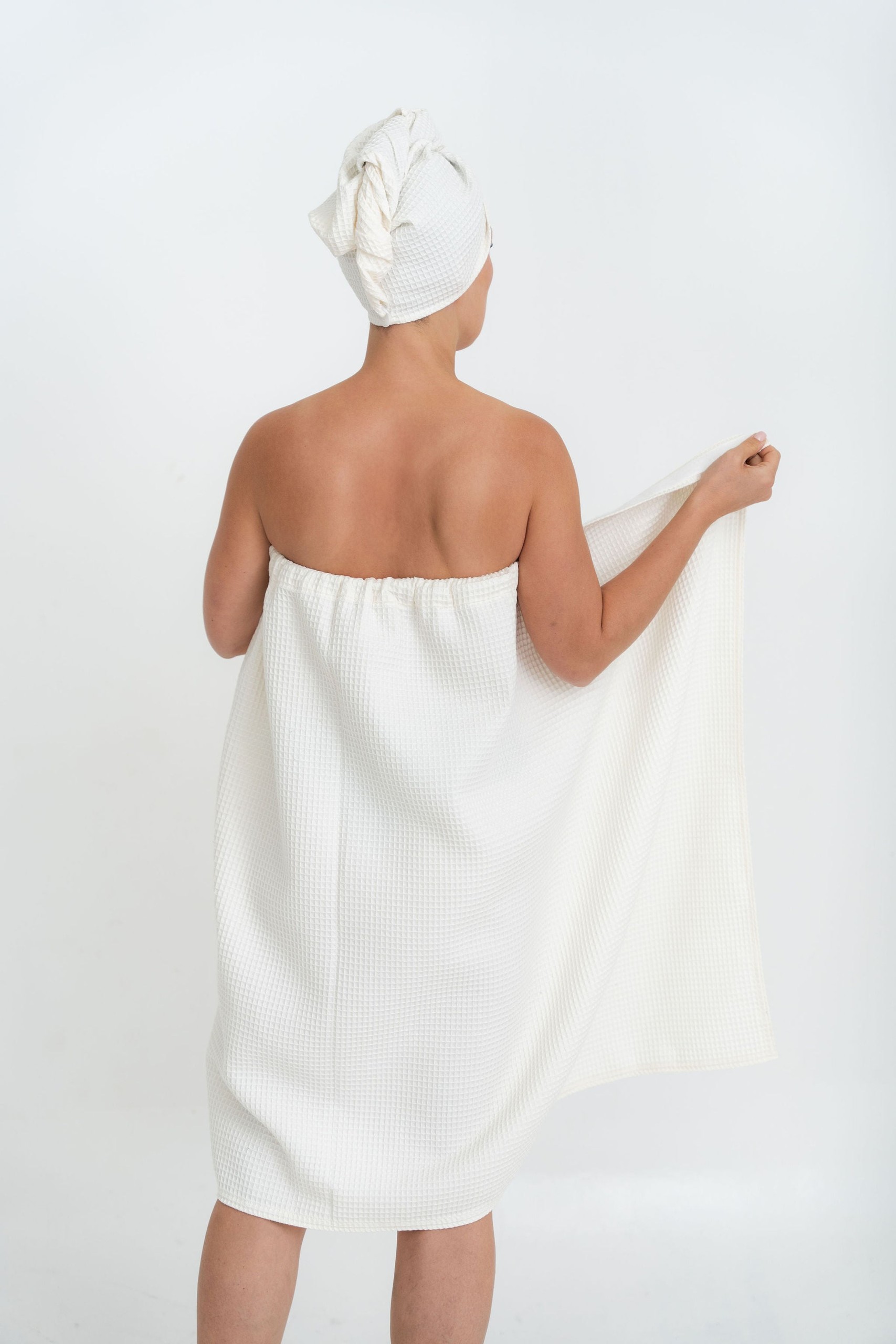 Cotton Waffle Sauna Wrap – Cream