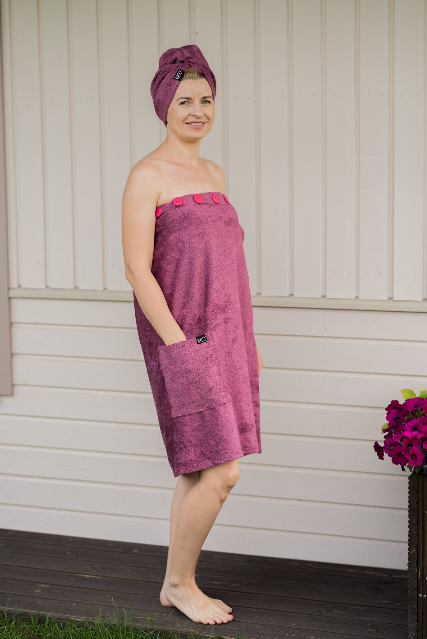 Spa Wrap Women Bamboo Terry – DARK PINK – S
