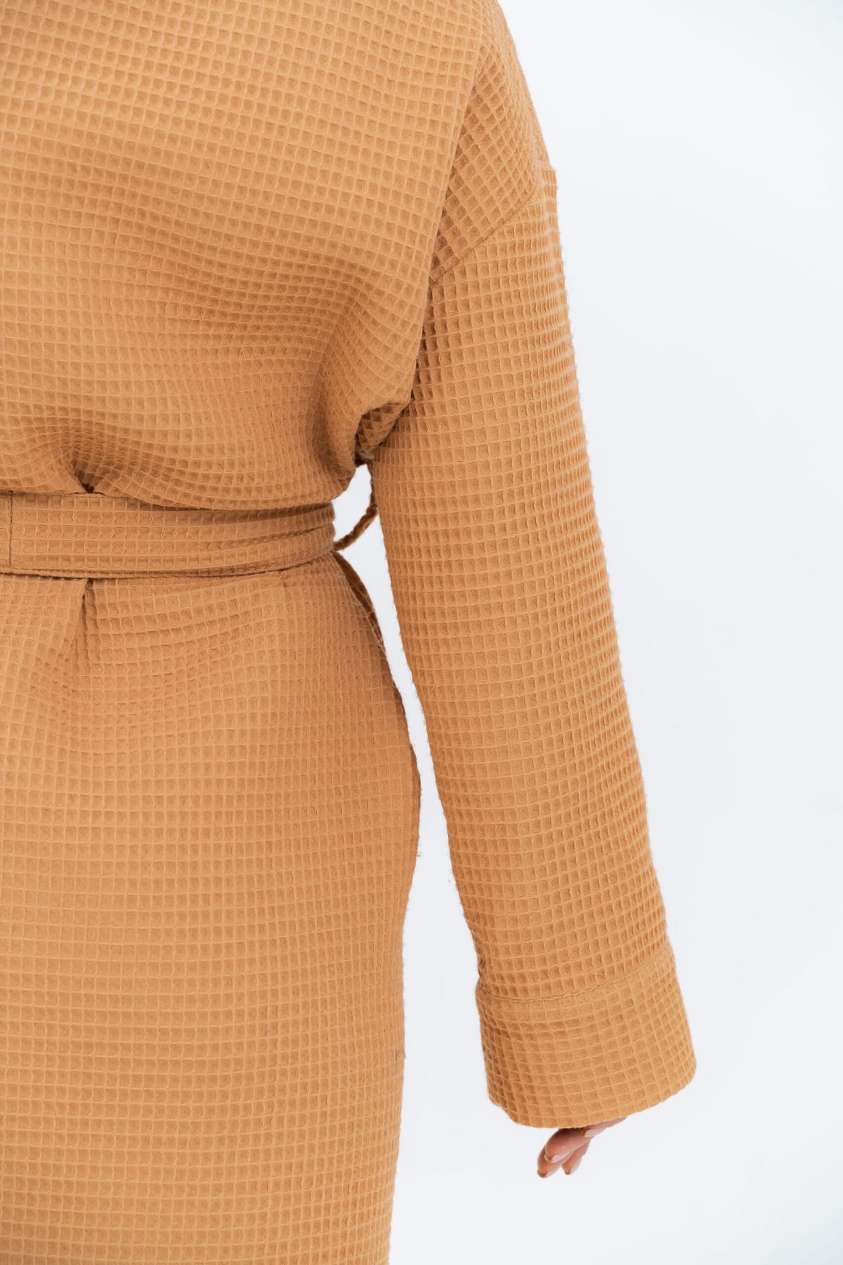 NUSS Damen-Kurzbademantel aus Baumwoll-Waffelstoff – SAGE GREEN / L