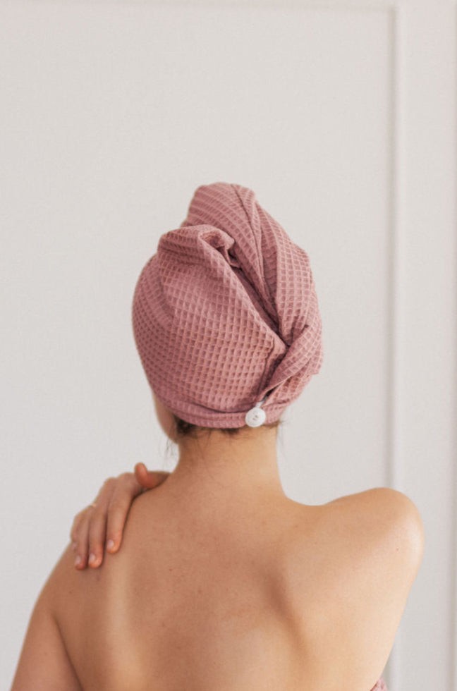 Cotton Waffle Hair Towel/Turban – Black
