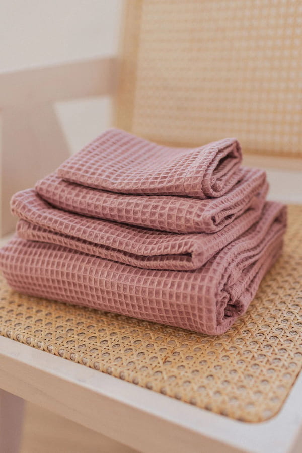 Organic Waffle Cotton Towel – Old Pink – Set alle Größen