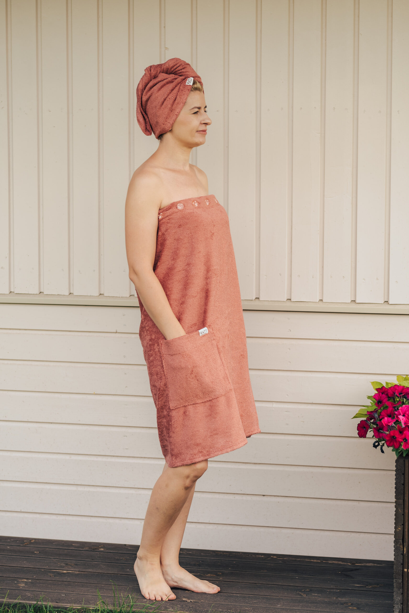 Spa Wrap Women Bamboo Terry – DARK PINK – L/XL