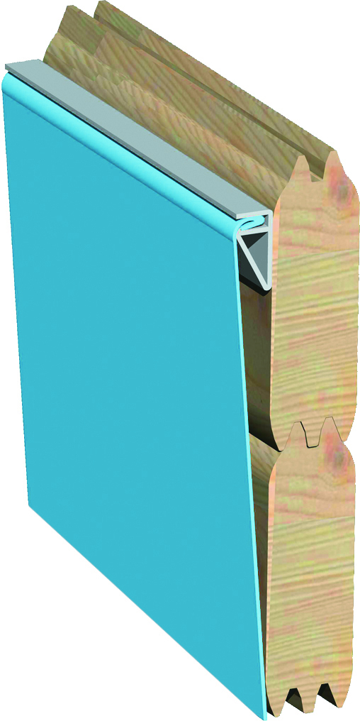 Holzpool Wandaufbau Profilschine und blauer Folie