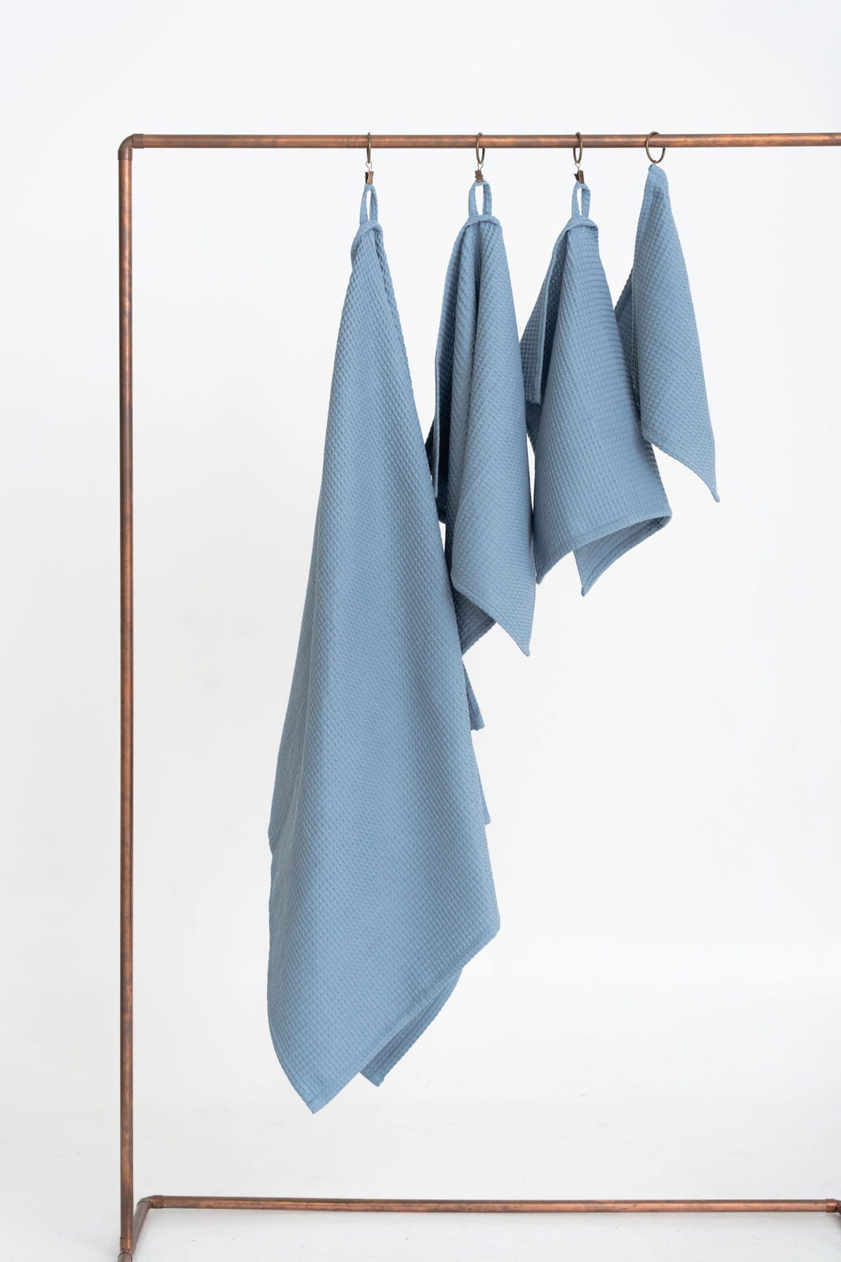 Organic Waffle Cotton Towel – Blue – Set alle Größen